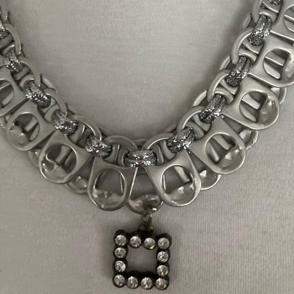 Soda Pop Can Tab Necklace with Removable Charm - Picture 2 of 4